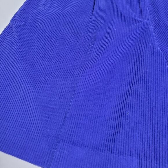 VINTAGE 90s corduroy shorts royal blue ultra high rise bermuda wide‎ wale S - Picture 3 of 8